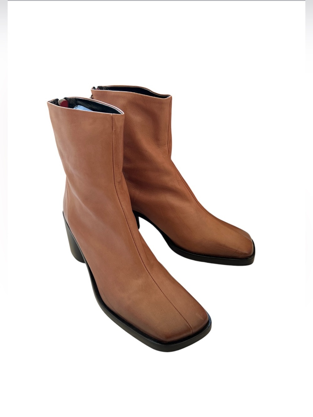 Halmanera Italian Leather Ankle Boots Heels Linda 13 Caramel Brown Size 40 US 10 - Picture 5 of 15
